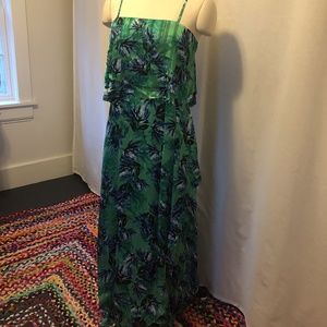 Banana Republic green floral maxi dress 10 EUC